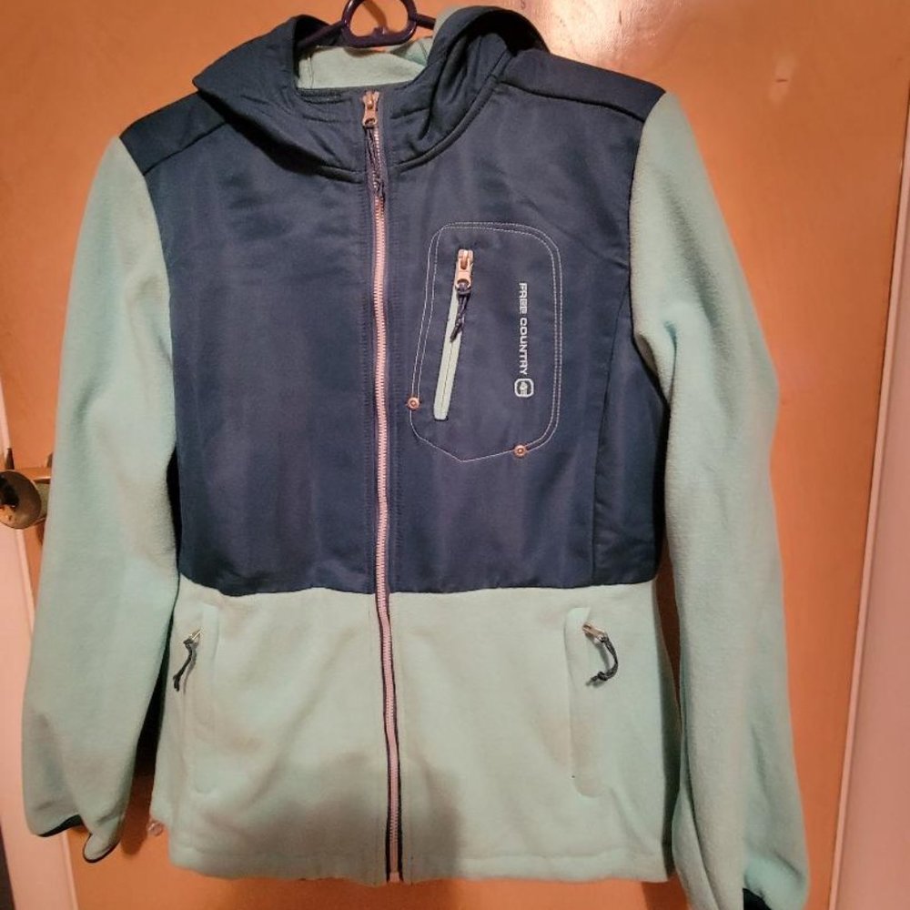 Free Country Aqua Hoodie- Size- Medium, 100 Percent Polyester